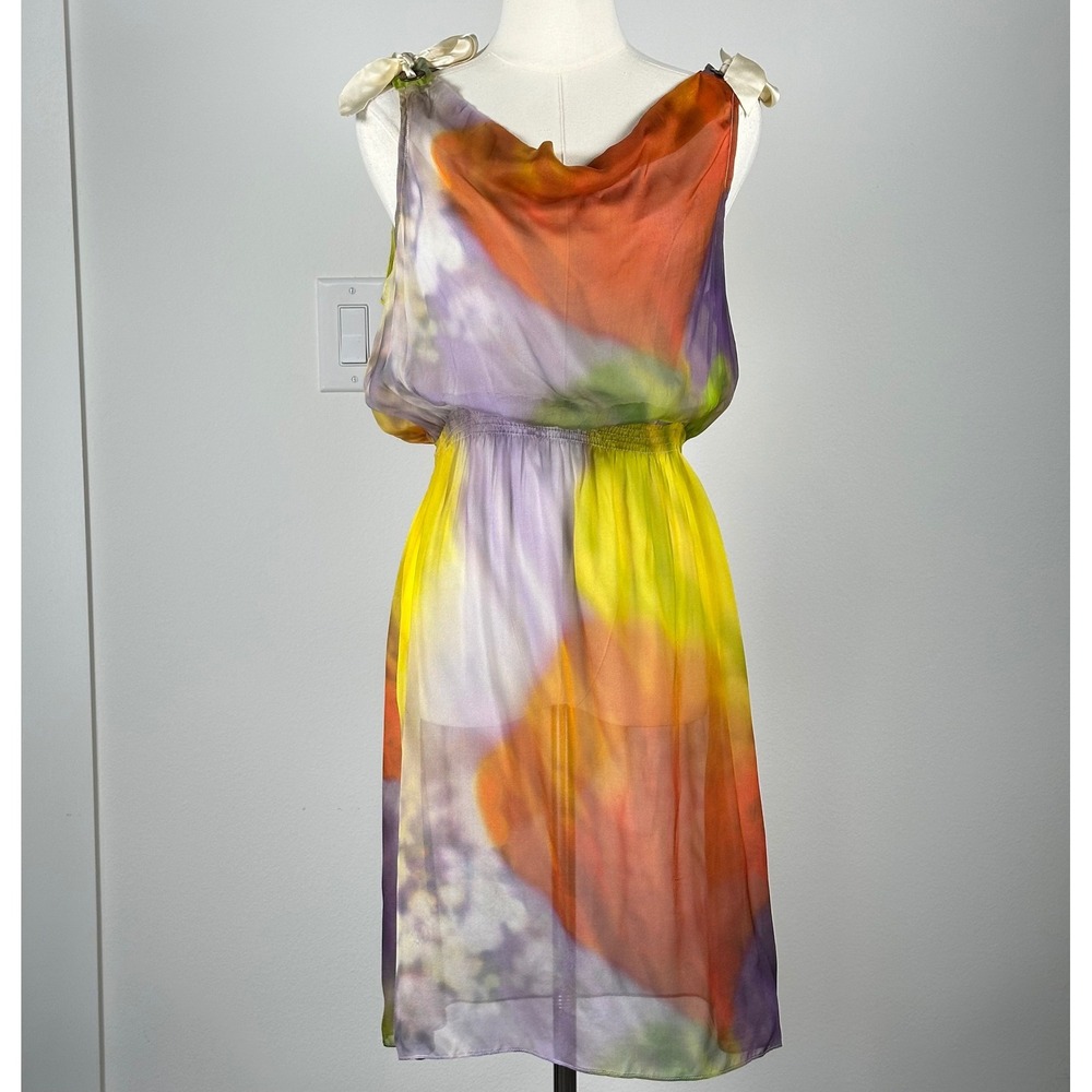 Leifsdottir Anthropologie Womens Silk Dress Cowl Tie Multi Size 10 Fairycore